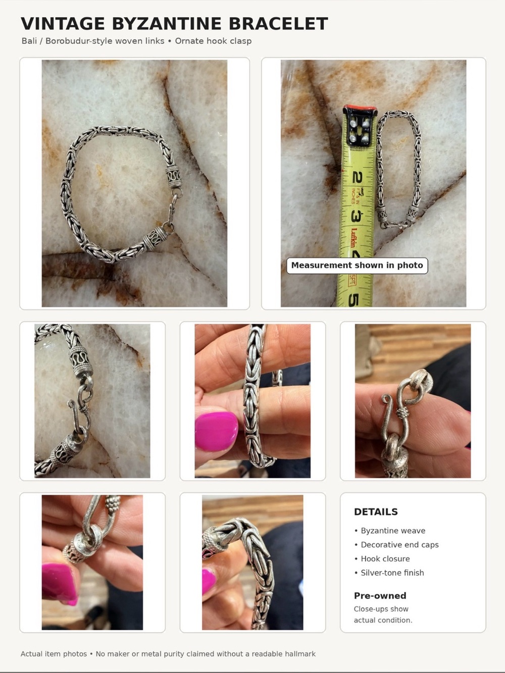 Vintage Byzantine Silver-Tone Bracelet - Silver